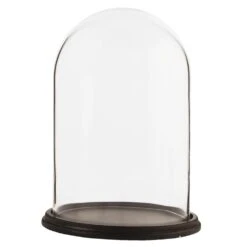 Clayre & Eef Stolp Ø 23x31 Cm Bruin Hout Glas Rond Glazen Stolp