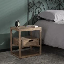 Hoyz - Nachtkastje Sahara - 1 Lade - Bruin - 45x35x50 -Meubels Voor Thuis 10022864