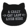 Clayre & Eef Deurmat 50x44 Cm Zwart Wit Kokosvezel Pvc Rond Crazy Cat -Meubels Voor Thuis 10036287