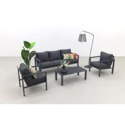Garden Impressions Durban Loungeset 4-delig - Zwart -Meubels Voor Thuis 10046010