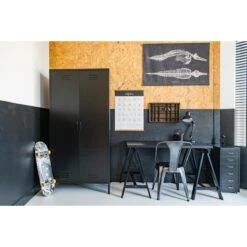 MaximaVida Finn Kleding Lockerkast Met 4 Schappen Zwart -Meubels Voor Thuis 10047339