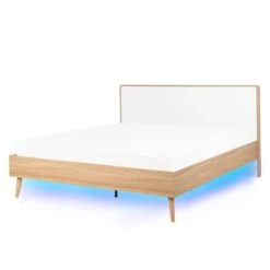 Beliani-SERRIS-Tweepersoonsbed LED-Wit-140 X 200 Cm-Vezelplaat -Meubels Voor Thuis 10047913