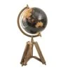 Clayre & Eef Wereldbol 18x16x26 Cm Zwart Hout Metaal Globe -Meubels Voor Thuis 10061218