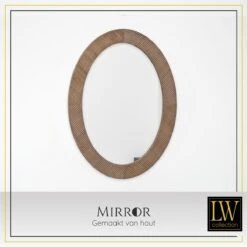 LW Collection Wandspiegel 56x76cm Ovaal Hout -Meubels Voor Thuis 10066214