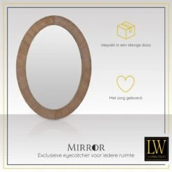 LW Collection Wandspiegel 56x76cm Ovaal Hout -Meubels Voor Thuis 10066219