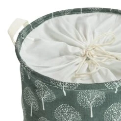 QUVIO Wasmand Rond Stof - Boom - Grijs -Meubels Voor Thuis 10098546