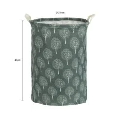 QUVIO Wasmand Rond Stof - Boom - Grijs -Meubels Voor Thuis 10098548