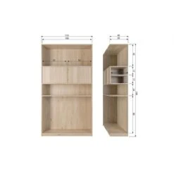 Vtwonen Modulair Bovenkast - Eikenhout Fineer - Naturel - 199x110x40 -Meubels Voor Thuis 10124626