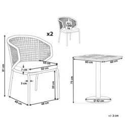 Beliani - PALMI - Bistroset Voor 2 - Grijs - Staal -Meubels Voor Thuis 10133131