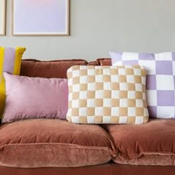 HKliving Checkered Sierkussen 38 X 48 Cm - Grapefruit -Meubels Voor Thuis 10143293