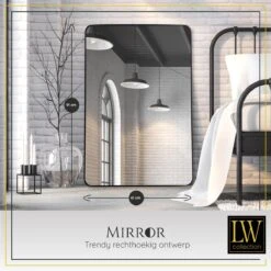 LW Collection Wandspiegel 61x91cm Rechthoek Zwart -Meubels Voor Thuis 10144257