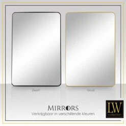 LW Collection Wandspiegel 61x91cm Rechthoek Zwart -Meubels Voor Thuis 10144259