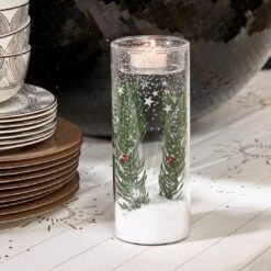 Riviera Maison Waxinelichthouder Snowy Misletoe Transparant -Meubels Voor Thuis 10147580