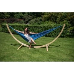 Tropilex® Hangmat Met Standaard Eénpersoons Wood & Dream Blue Blauw -Meubels Voor Thuis 10152340