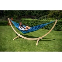 Tropilex® Hangmat Met Standaard Eénpersoons Wood & Dream Blue Blauw -Meubels Voor Thuis 10152341