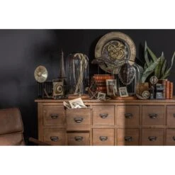 J-Line Stolp Ovaal Hout Glas Bruin Small -Meubels Voor Thuis 10158185