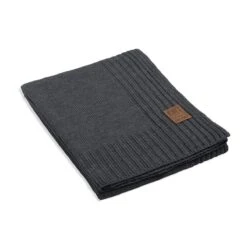 Knit Factory Uni Gebreid Plaid - Woondeken - Antraciet - 160x130 Cm