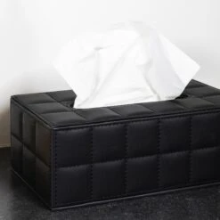 LYVION Tissue Opbergdoos PU Leer - Zwart -Meubels Voor Thuis 10176237