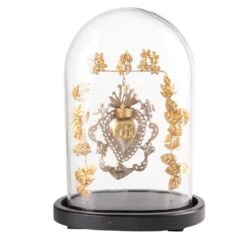 Clayre & Eef Stolp 26x16x37 Cm Goudkleurig Zwart Glas Hout Ovaal Hart