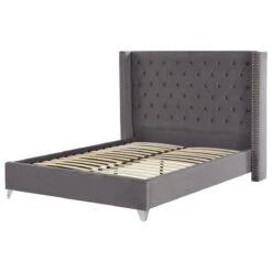 Beliani - LUBBON - Tweepersoonsbed - Grijs - 160 X 200 Cm - Fluweel 17 Beliani - LUBBON - Tweepersoonsbed - Grijs - 160 X 200 Cm - Fluweel -Meubels Voor Thuis 10224672