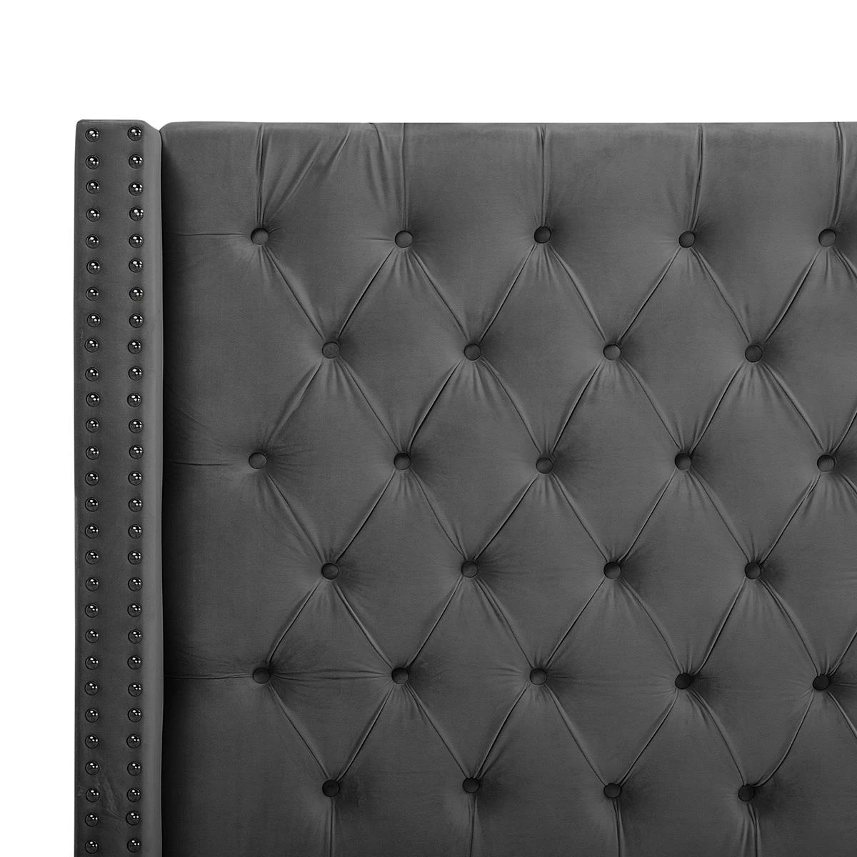 Beliani - LUBBON - Tweepersoonsbed - Grijs - 160 X 200 Cm - Fluweel 8 Beliani - LUBBON - Tweepersoonsbed - Grijs - 160 X 200 Cm - Fluweel - Afbeelding 6