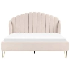 Beliani - AMBILLOU - Bed - Lichtbeige - 160 X 200 Cm - Polyester -Meubels Voor Thuis 10282735