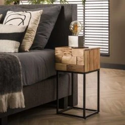 Duverger Industry Sandblast - Nachtkastje - XS - Massief Acacia - 1 -Meubels Voor Thuis 10316274