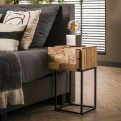 Duverger Industry Sandblast - Nachtkastje - XS - Massief Acacia - 1 -Meubels Voor Thuis 10316277