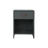 WOOOD Dennis Nachtkastje - Grenen|Leer - Steel Grey - 52x39x36 -Meubels Voor Thuis 10367969