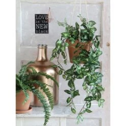 Mica Decorations Fittonia Kunst Hangplant In Pot - H80 Cm - Groen -Meubels Voor Thuis 10384021