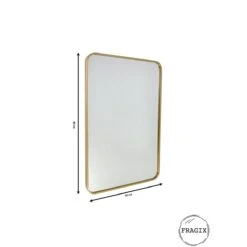 Fragix Boston Spiegel Rechthoekig - Goud - Metaal - 90x60 -Meubels Voor Thuis 10392269