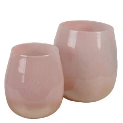 Clayre & Eef Theelichthouder Ø 11x12 Cm Roze Glas Waxinelichthouder -Meubels Voor Thuis 10396667