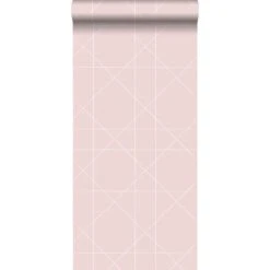 ESTAhome Behang Grafische Lijnen Oudroze - 0,53 X 10,05 M - 139091