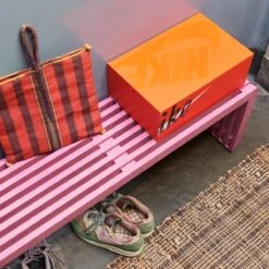 HKliving Slatted Bankje - Hot Pink -Meubels Voor Thuis 10426188