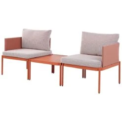Beliani - TERRACINA - Loungeset Voor 2 - Oranje - Aluminium -Meubels Voor Thuis 10442216