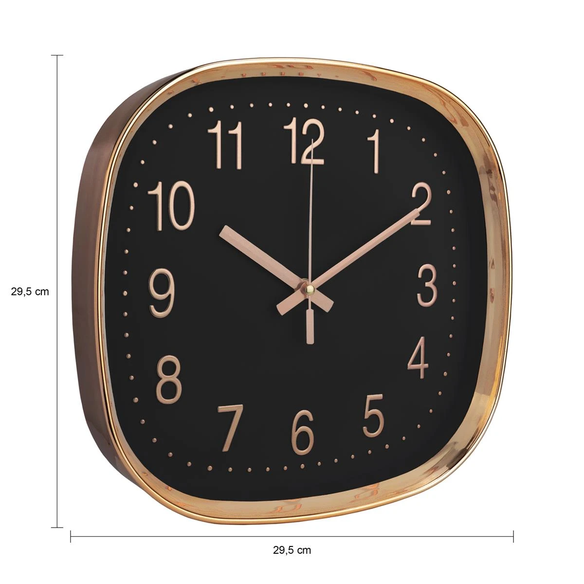 QUVIO Wandklok - 30 Cm - Roségoud En Zwart 5 QUVIO Wandklok - 30 Cm - Roségoud En Zwart - Afbeelding 3