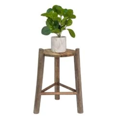 Clayre & Eef Plantentafeltje Ø 27x44 Cm Bruin Hout Plantenstandaard -Meubels Voor Thuis 10535377