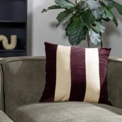 By FonQ Stripe Sierkussen 50 X 50 Cm - Aubergine -Meubels Voor Thuis 10553137