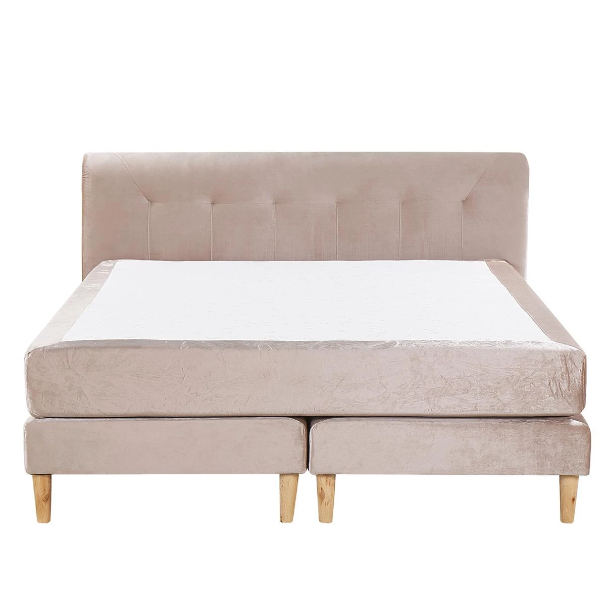 Beliani-MARQUISE -Tweepersoons Boxspring-Beige-160 X 200 Cm-Fluweel 5 Beliani-MARQUISE -Tweepersoons Boxspring-Beige-160 X 200 Cm-Fluweel - Afbeelding 3