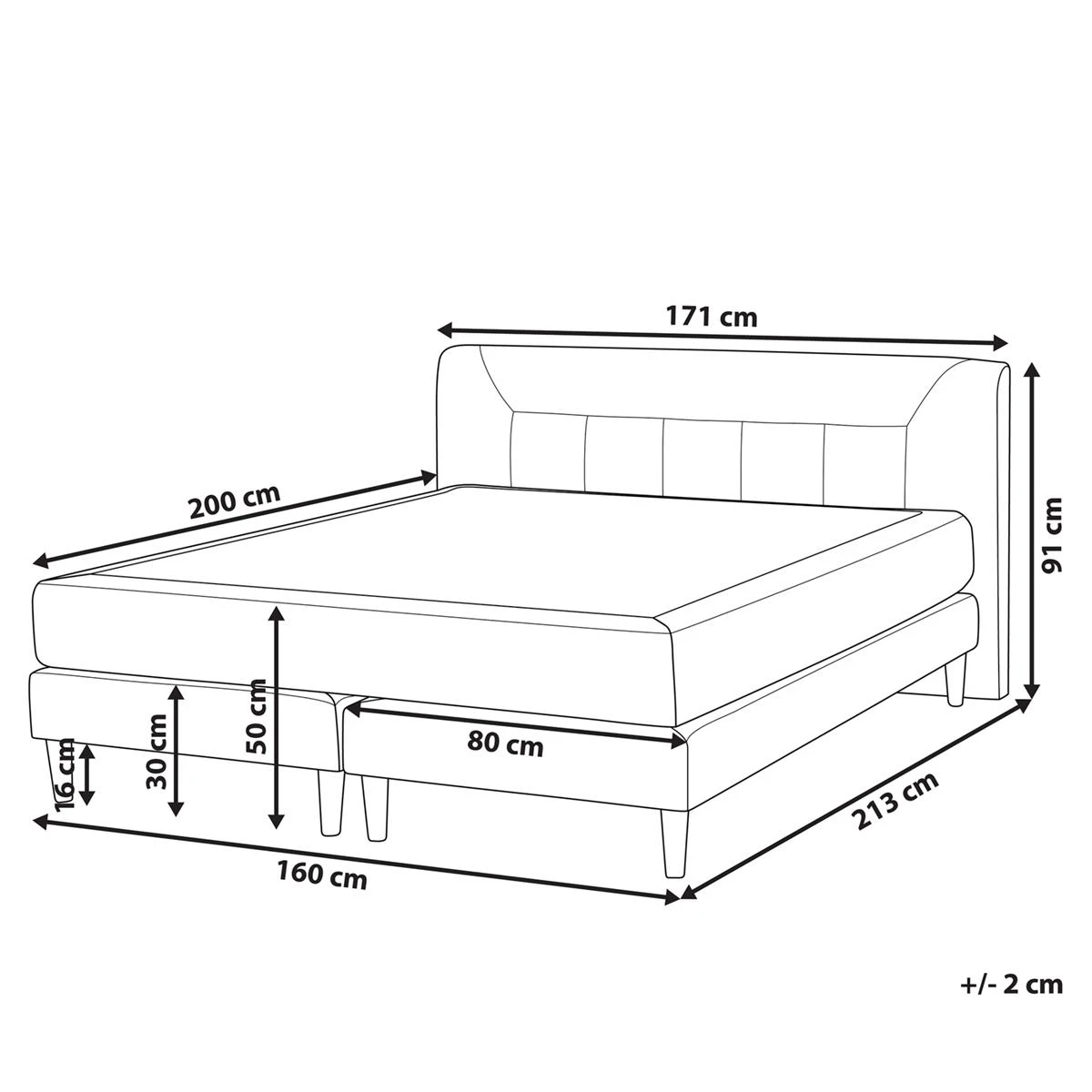 Beliani-MARQUISE -Tweepersoons Boxspring-Beige-160 X 200 Cm-Fluweel 13 Beliani-MARQUISE -Tweepersoons Boxspring-Beige-160 X 200 Cm-Fluweel - Afbeelding 11
