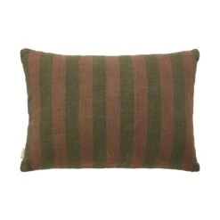 By FonQ Linen Stripe Sierkussen 40 X 60 Cm - Bruin/Groen -Meubels Voor Thuis 10554611
