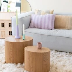 By FonQ Linen Stripe Sierkussen 40 X 60 Cm - Lavendel -Meubels Voor Thuis 10558773