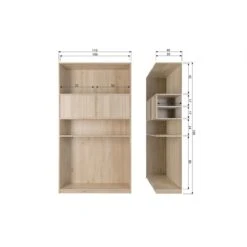 Vtwonen Modulair Bovenkast - Eikenhout Fineer - Naturel - 199x110x40 -Meubels Voor Thuis 10563055