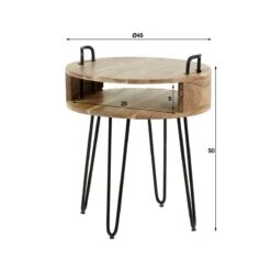 Duverger Disc - Nachtkastje - Massief Acacia - Rond - 1 Nis - Stalen -Meubels Voor Thuis 10594222