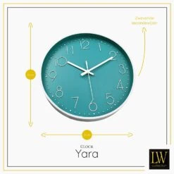 LW Collection Wandklok Yara Ø30cm - Groen -Meubels Voor Thuis 10604352