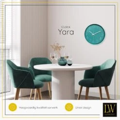 LW Collection Wandklok Yara Ø30cm - Groen -Meubels Voor Thuis 10604355