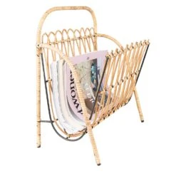 Clayre & Eef Tijdschriftenhouder 37x23x41 Cm Bruin Rotan Ijzer -Meubels Voor Thuis 10631403