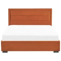 Beliani - ROUEN - Tweepersoonsbed - Oranje - 180 X 200 Cm - Fluweel -Meubels Voor Thuis 10654664