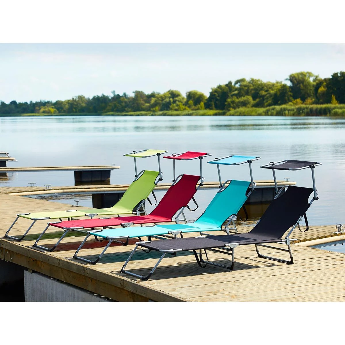 Beliani - FOLIGNO - Strandstoel - Zwart - Polyester 4 Beliani - FOLIGNO - Strandstoel - Zwart - Polyester - Afbeelding 2