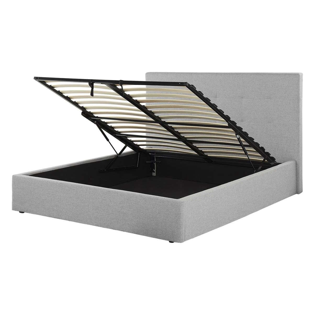 Beliani-LORIENT-Bed Met Opbergruimte-Grijs-140 X 200 Cm-Polyester 3 Beliani-LORIENT-Bed Met Opbergruimte-Grijs-140 X 200 Cm-Polyester